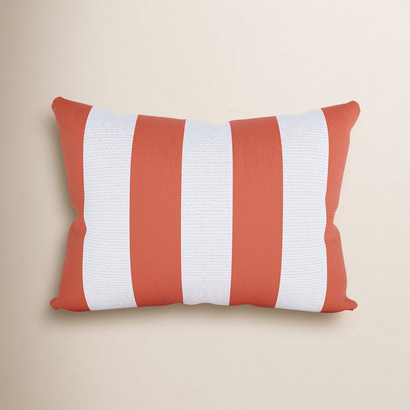 Amala Sunbrella® Indoor/Outdoor Kidney Pillow, Refuge Coral Striped Sunbrella®