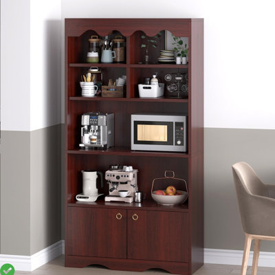 63"H 5-Tier Bookcase – Large Open Display Storage Shelves for Living Room & Home Office White/Walnut