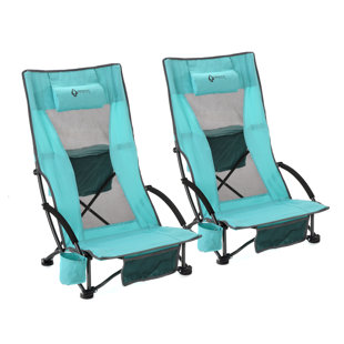 2-pack Folding Beach Chair with Headrest