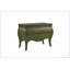 Commode Bombe avec placages en hickory et finition pistache élégante, parfaite pour un rangement élégant dans n'importe quelle pièce