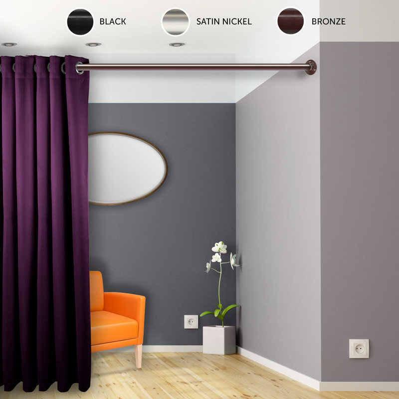 Phocas Steel Adjustable Single Curtain Rod, 48" - 84", Bronze