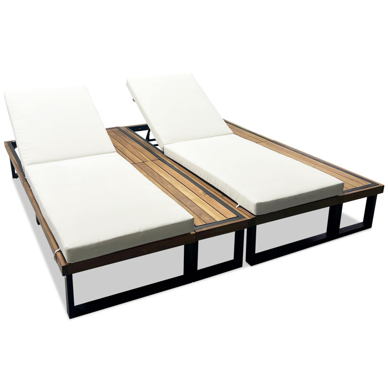 Ensemble de 2 chaises longues d'extérieur avec dossier réglable à 5 positions, Blanc
