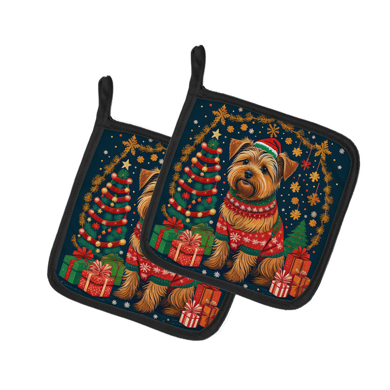Paire de poignées Norfolk Terrier Christmas