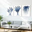 Toile murale tendue représentant une fougère et des plantes botaniques bleues (lot de 3)-119637270