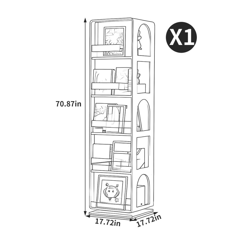 French style floor mounted rotatable bookcase, Grey