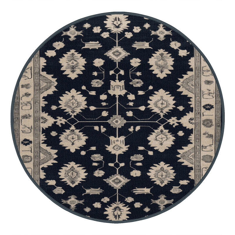 Tapis gris lavable à la machine, Rond 5 pi