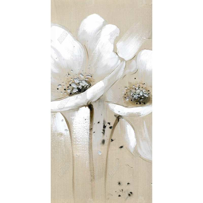 White abstract wild flowers - 15.75"x31.50" Desk mat