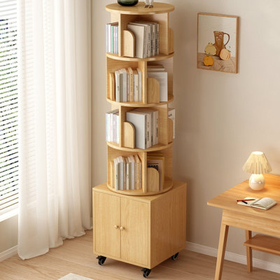 Bibliothèque de coin pivotante à 360 degrés avec 5 niveaux et tiroir, rangement au sol pour le salon