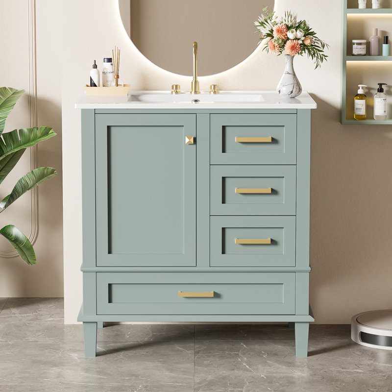Ensemble de meuble-lavabo simple 30,03 po Megghan, Vert clair