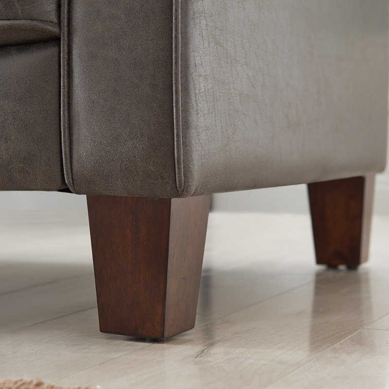 Canapé en cuir 70 po Petite Leathaire, canapé rembourré style Mid-Century, causeuse