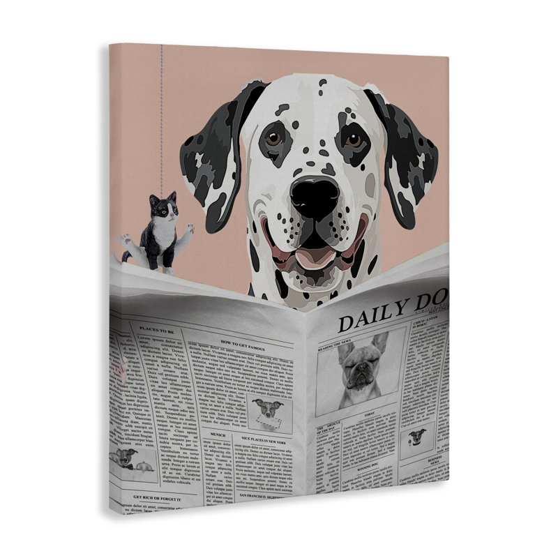 Toile humoristique de salle de bain Dalmatian Daily, design par Jesse Keith, H 30 po x l 24 po