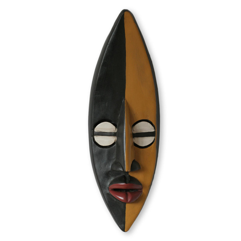 Décoration murale de masque en bois compagnon