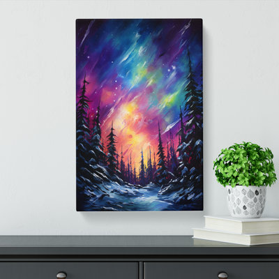 Northern Lights Action Painting - Wrapped Canvas