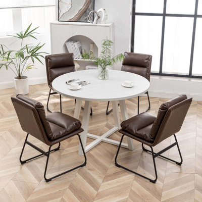 Priama Edson 5-piece Round Dining Set, Trestle Dining Table With 4 Stylish Chairs by Red Barrel Studio