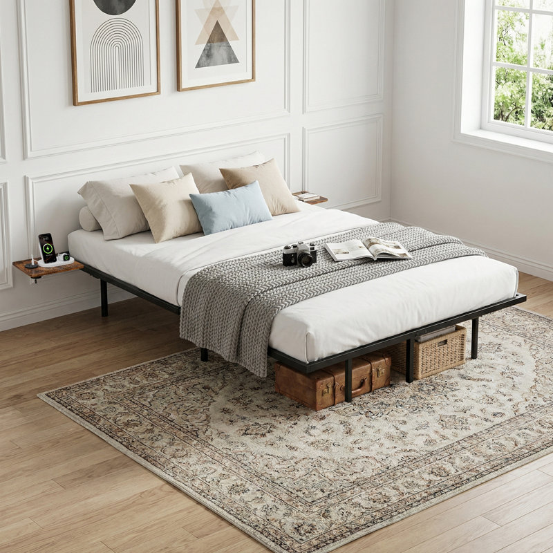 Aether Floating Metal Bed Frame with USB-C Charging & RGB Lighting, Double (4'6)