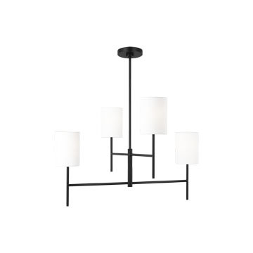 Barbara Barry Courtois 4 Light Dining Room Chandelier In Finish With Linen Shade, Midnight Black