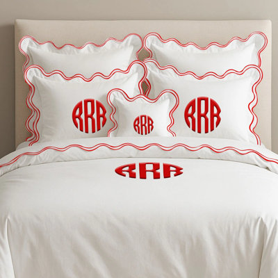 Monogram Cotton Luxurious Double Scallop Duvet Cover