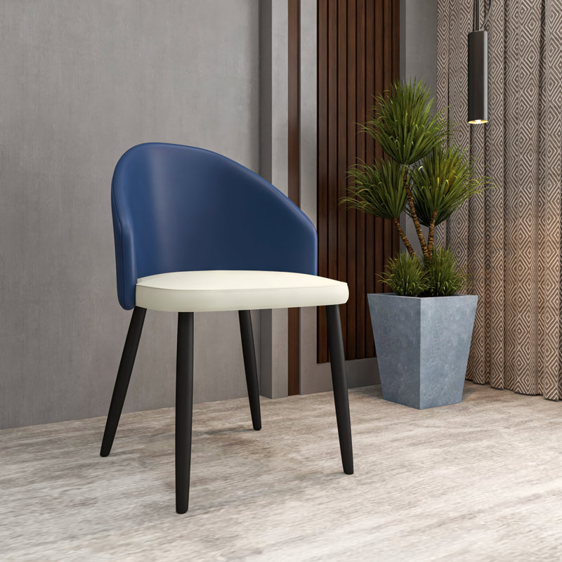 Chaise de salle à manger rembourrée Chevalier Churchill, Ensemble de 2, Bleu / blanc
