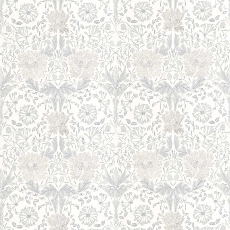 Pure Honeysuckle & Tulip Embroidery Fabric, Lightish Gray