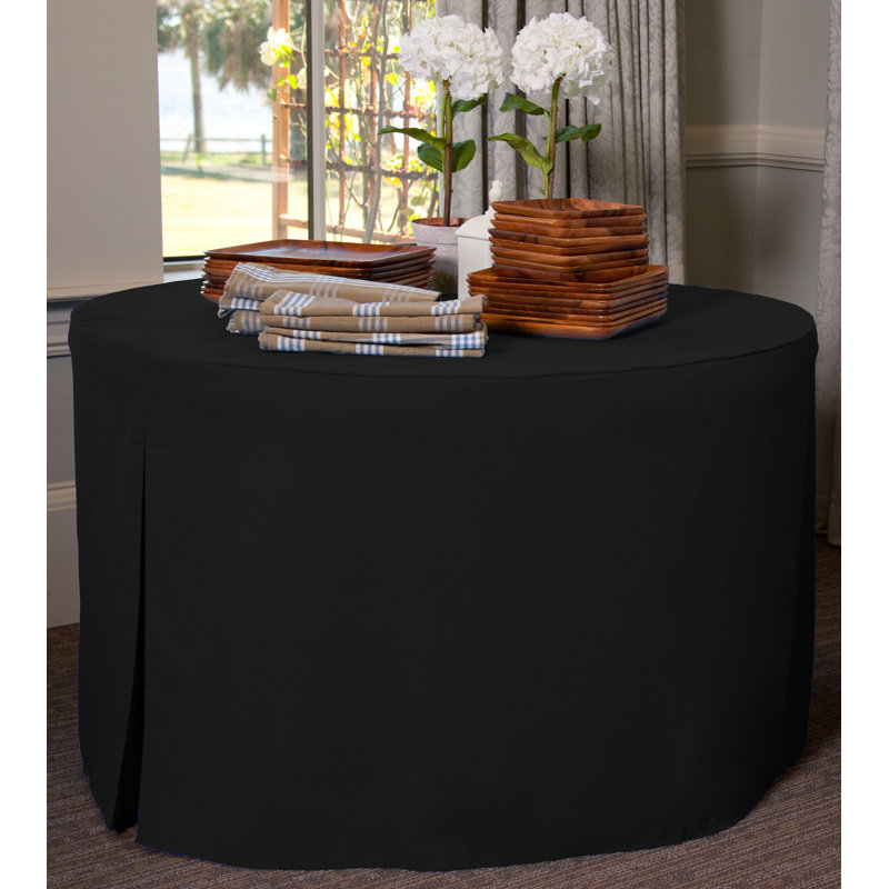 Tablevogue Round Table Cover, Black, 48" L x 48" W