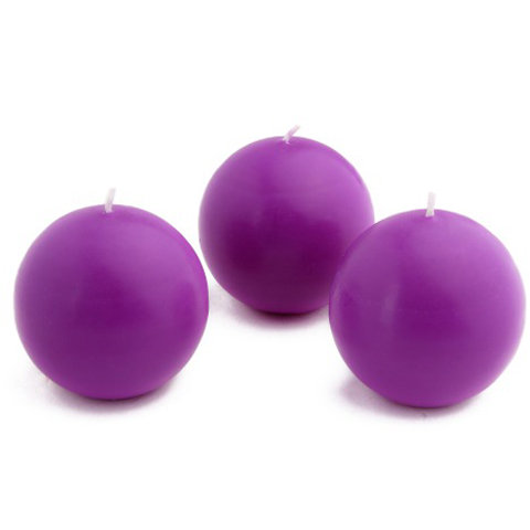 Bougie ronde, Mauve, Diamètre de 3 po, Ensemble de 36