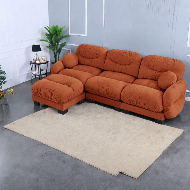 Canapés modulaires confortables en compression, canapé en L en chenille pour la maison