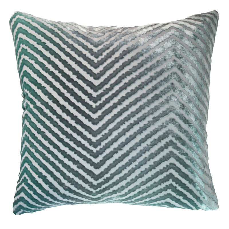 Chevron Velvet Pillow Cover & Insert, 18"H x 18"W, Jade