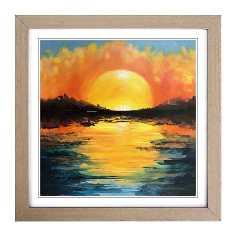 Sunrise Acrylic Painting - Framed Print, Oak