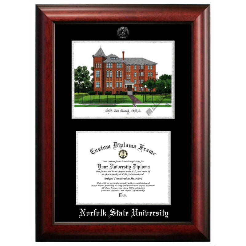Cadre de lithographie en relief or avec images de campus norfolk state spartans NCAA, 8,5 po x 11 po