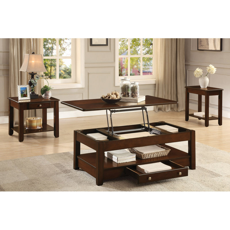Table de bout contemporaine avec tiroir et tablette en bois
