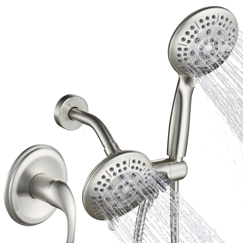 Dual Head Shower Faucets & Systems with Rough in-Valve, Brushed Nickel