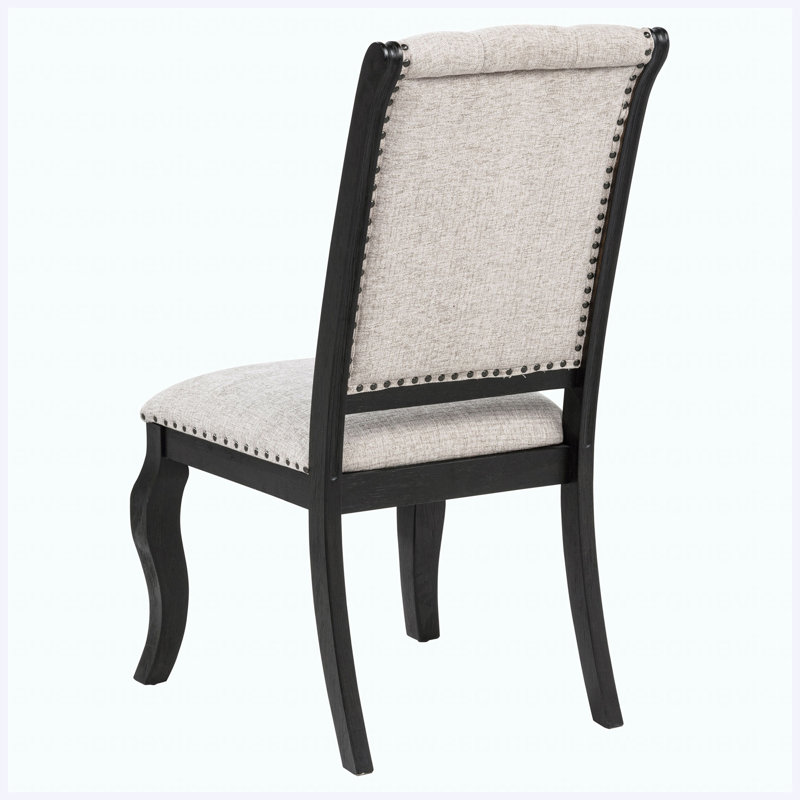Ensemble de salle à manger 9 pièces brun clair et noir vieilli, 9 Pieces: Table, 8 Chairs