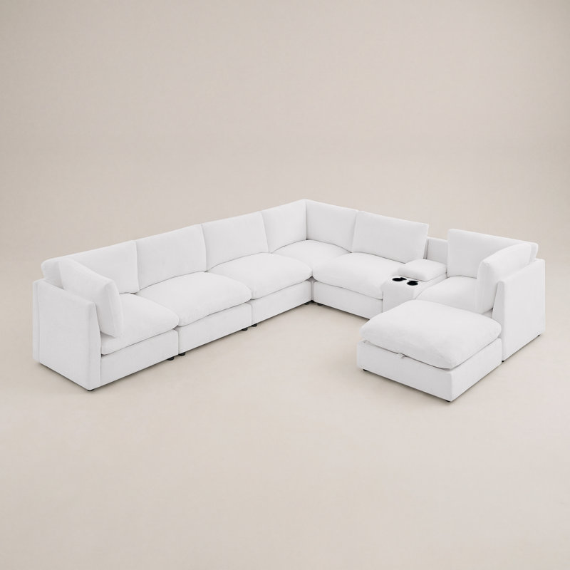 Canapé modulaire 7 pièces Everly, Blanc