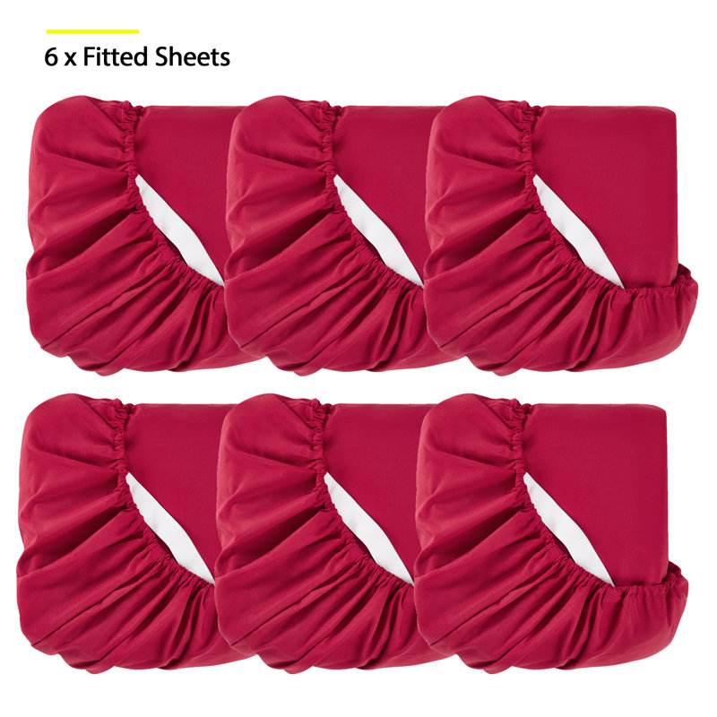 Draps-housses en microfibre brossée 6PK, Draps-housse complets, Rouge