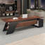 Bureau en bois massif en forme de L brun noyer + noir + acier au carbone avec 3 tiroirs-810097464-810097470