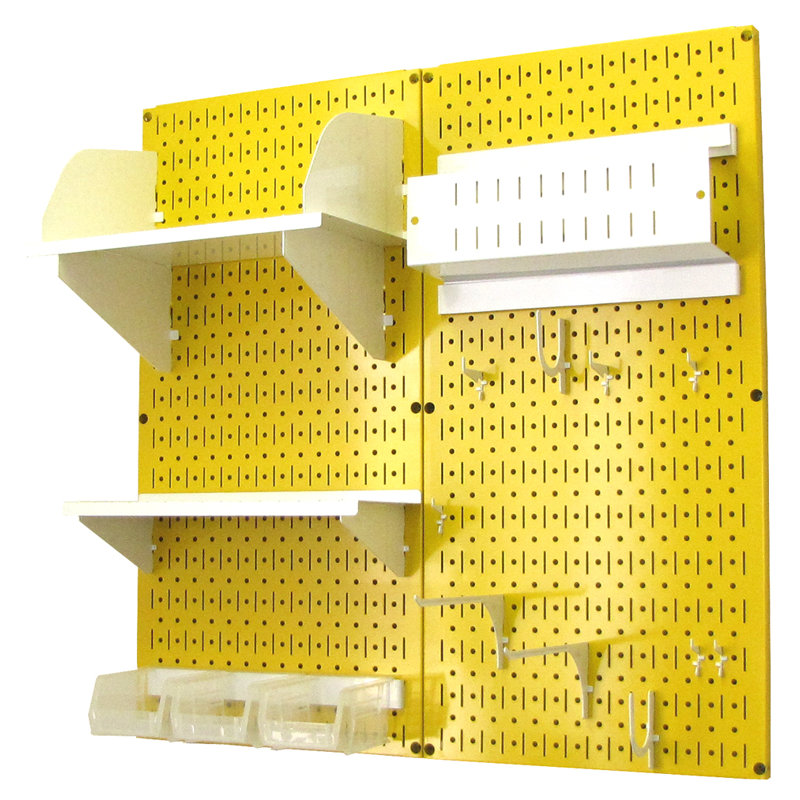 Hobby Craft Pegboard Organizer Storage Kit, Yellow and White