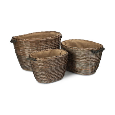 Perla 3 Piece Wicker Log Basket Set