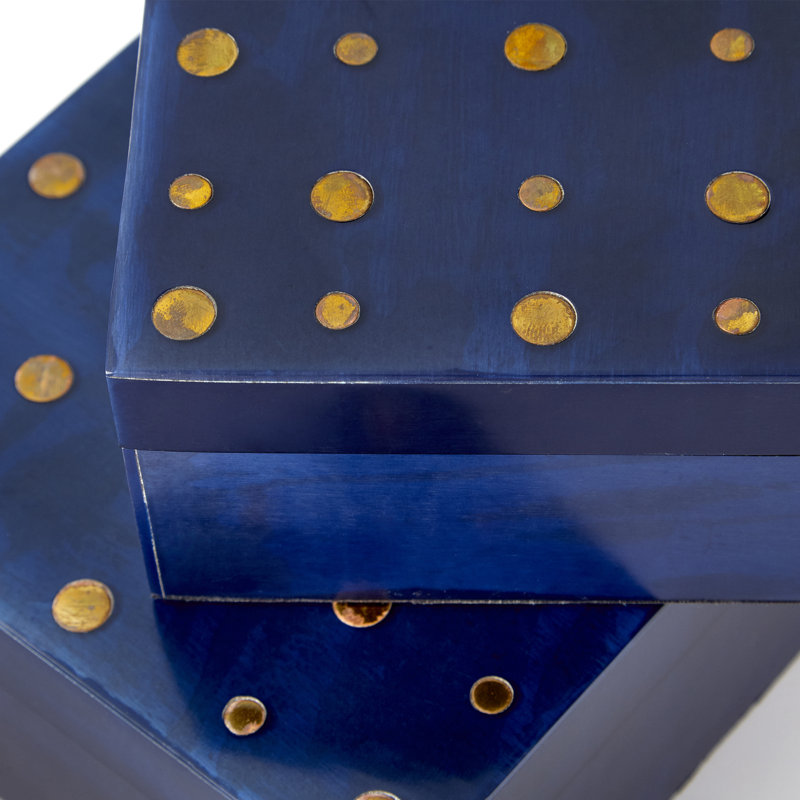Dotty Wood Decorative Box, 2.5" H x 5.25" W x 5.25" D