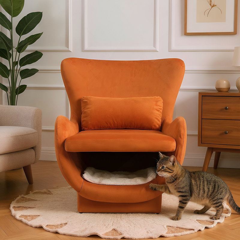 Méridienne en velours moderne 2 en 1 pour animaux de compagnie Furniture, Orange