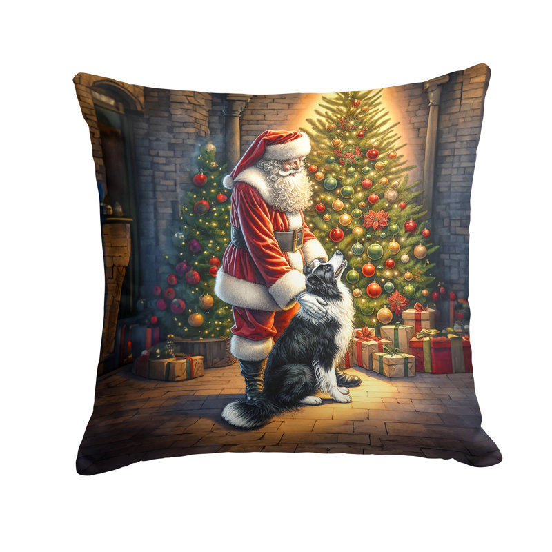 Coussin Border Collie and Santa Claus, H 18 po x l 18 po