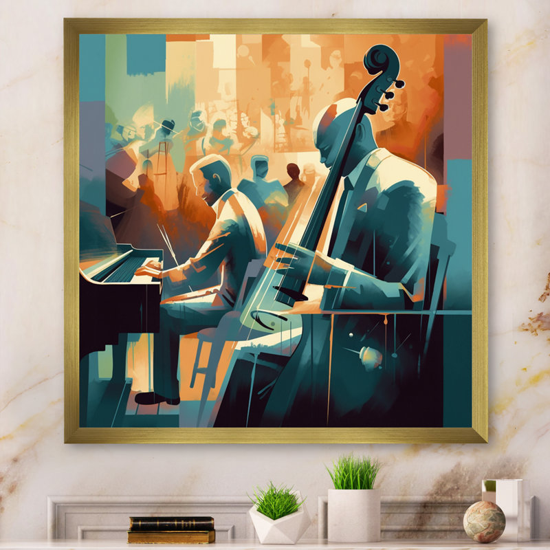 «Musical Performance At Club II», reproduction d'art sur toile, H 16 po x l 16 po x P 1 po, Encadrement doré