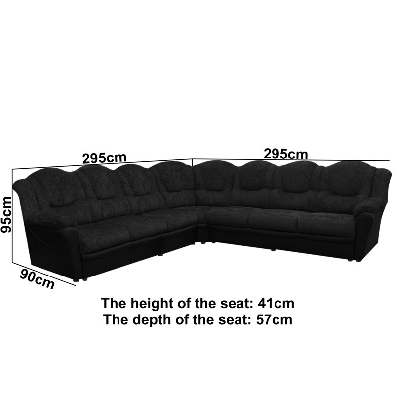 Koffler 7 Seater Corner Sofa, Black