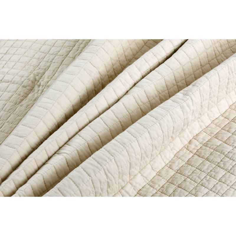 Jeté en coton CTthrow quit, Carreaux beige