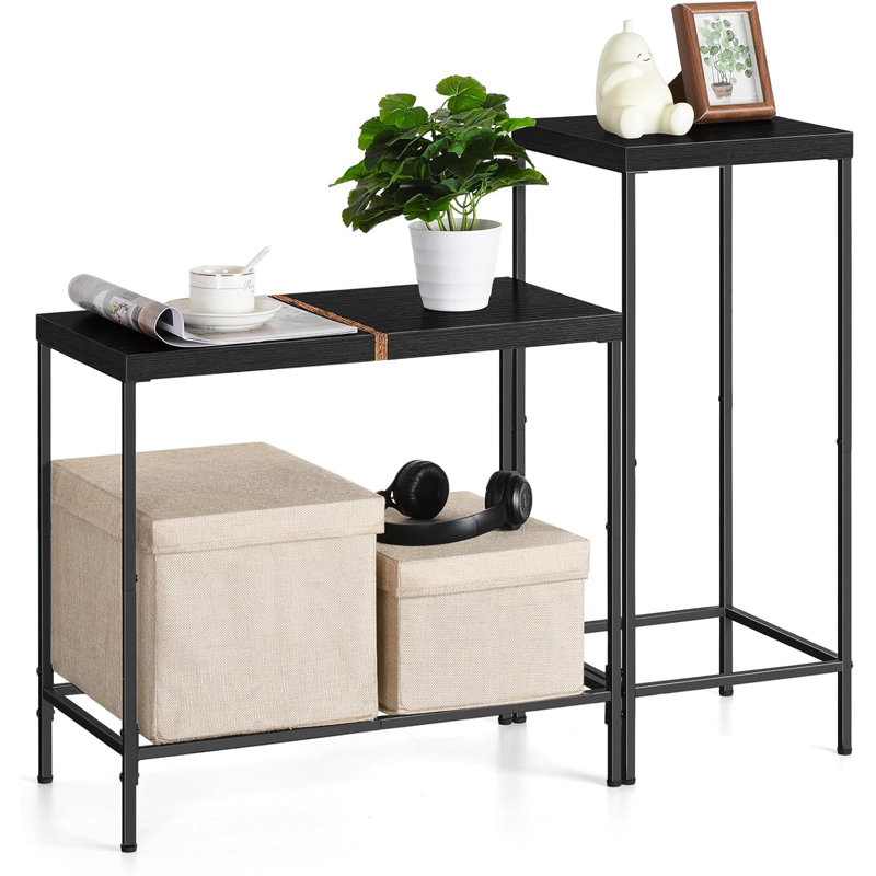 Petite console 2 pièces en bois avec tablette de chevet moderne noire