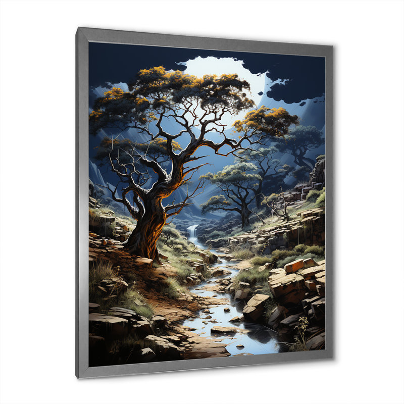 «Baobab Tree», reproduction d'art sur toile, H 20 po x l 12 po, Cadre photo argenté