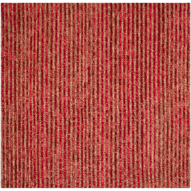 Ferrera Handmade Flatweave Area Rug in Red, Square 6'