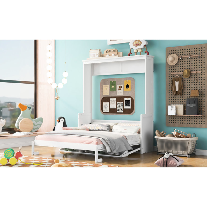 Queen Bed With Shelf, White - Improves Bedroom Layout And Function Size Functional Practical Multipurpose Shelf