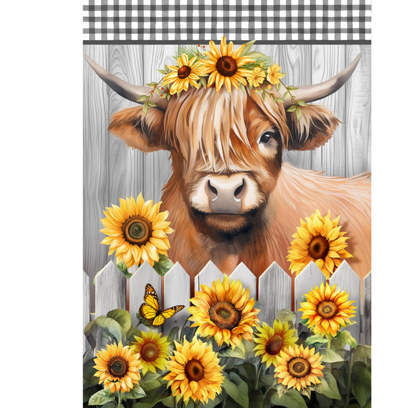 Drapeau Highland Cow Garden