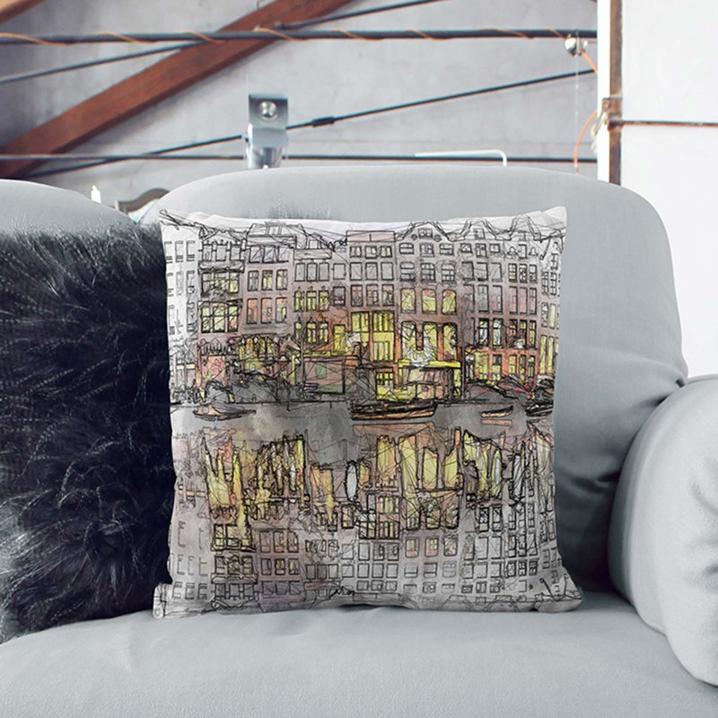 Square Throw Cushion, 55cm H x 55cm W x 20cm D, Stone