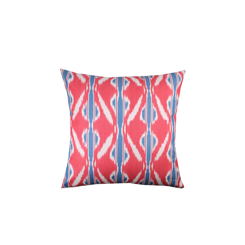 Harkless Ikat Square Cushion Cover, Red/Blue/White